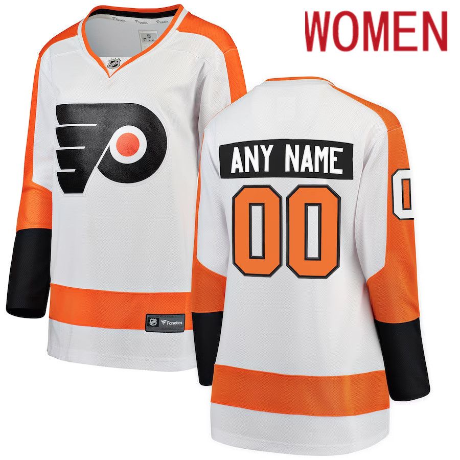 Women Philadelphia Flyers Fanatics Branded White Away Breakaway Custom NHL Jersey